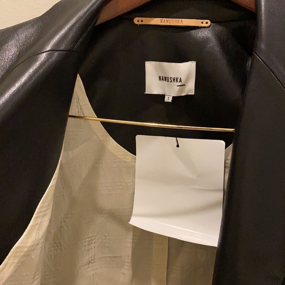 LIKE NEW! NANUSHKA Blair Wrap Front Vegan Leather Jacket - black SMALL - Picture 10 of 10